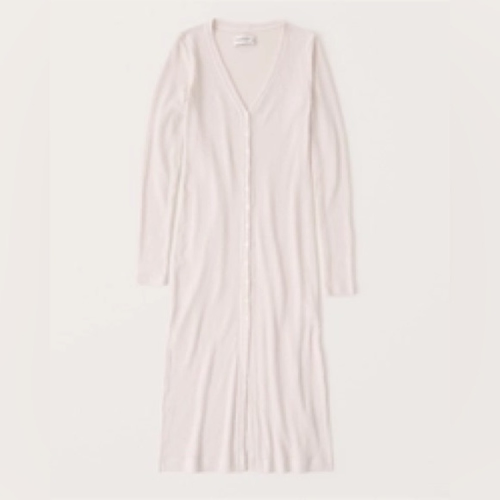 Abercrombie Cozy Ribbed Duster Cardigan in Cream
